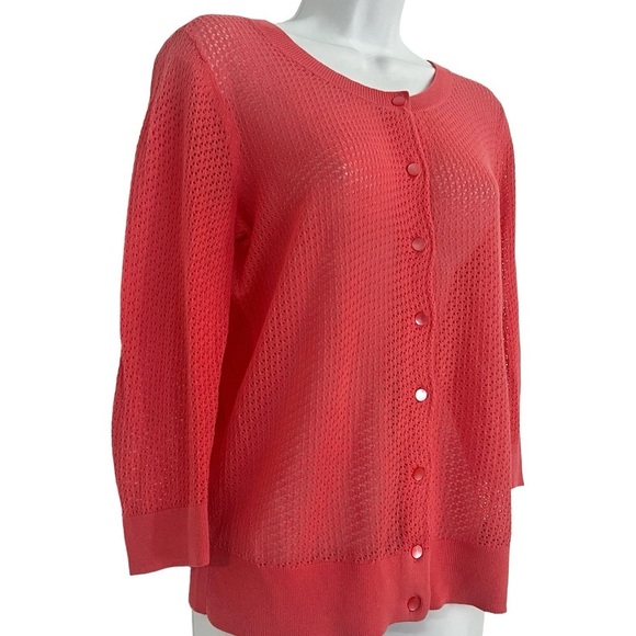 Talbots Eyelet Pima Cotton Button Down Sweater – S Petite - Picture 4 of 9